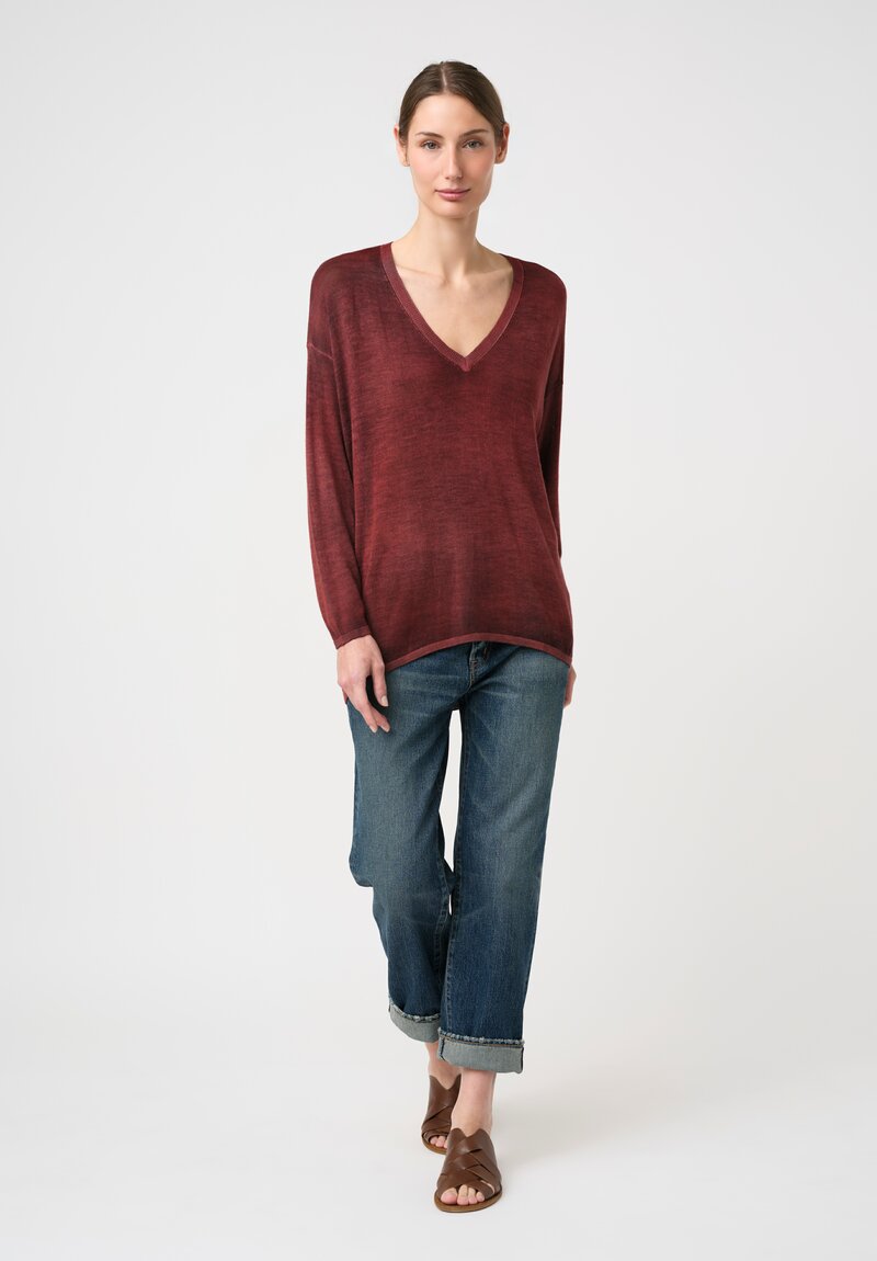 Avant Toi Cashmere & Silk V-Neck Barchetta Sweater