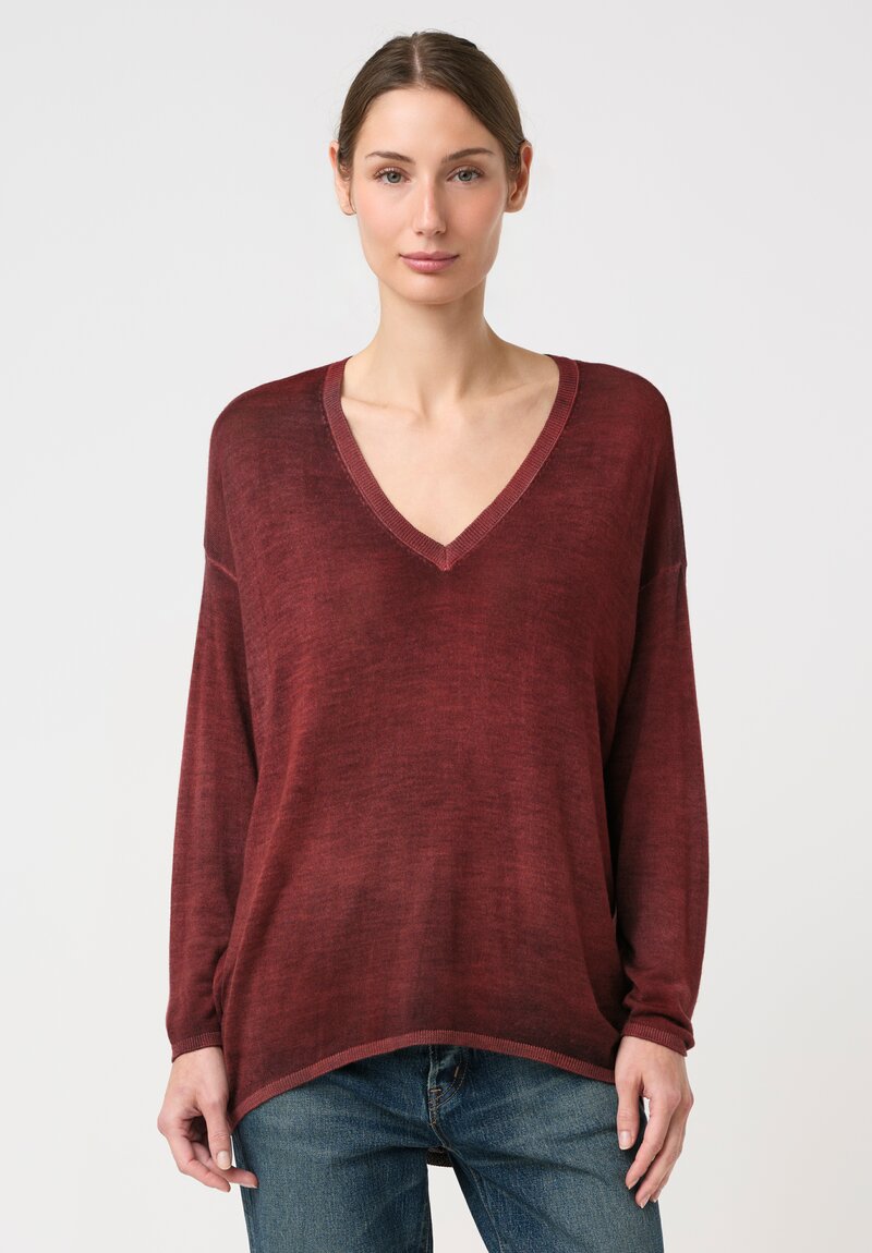 Avant Toi Cashmere & Silk V-Neck Barchetta Sweater