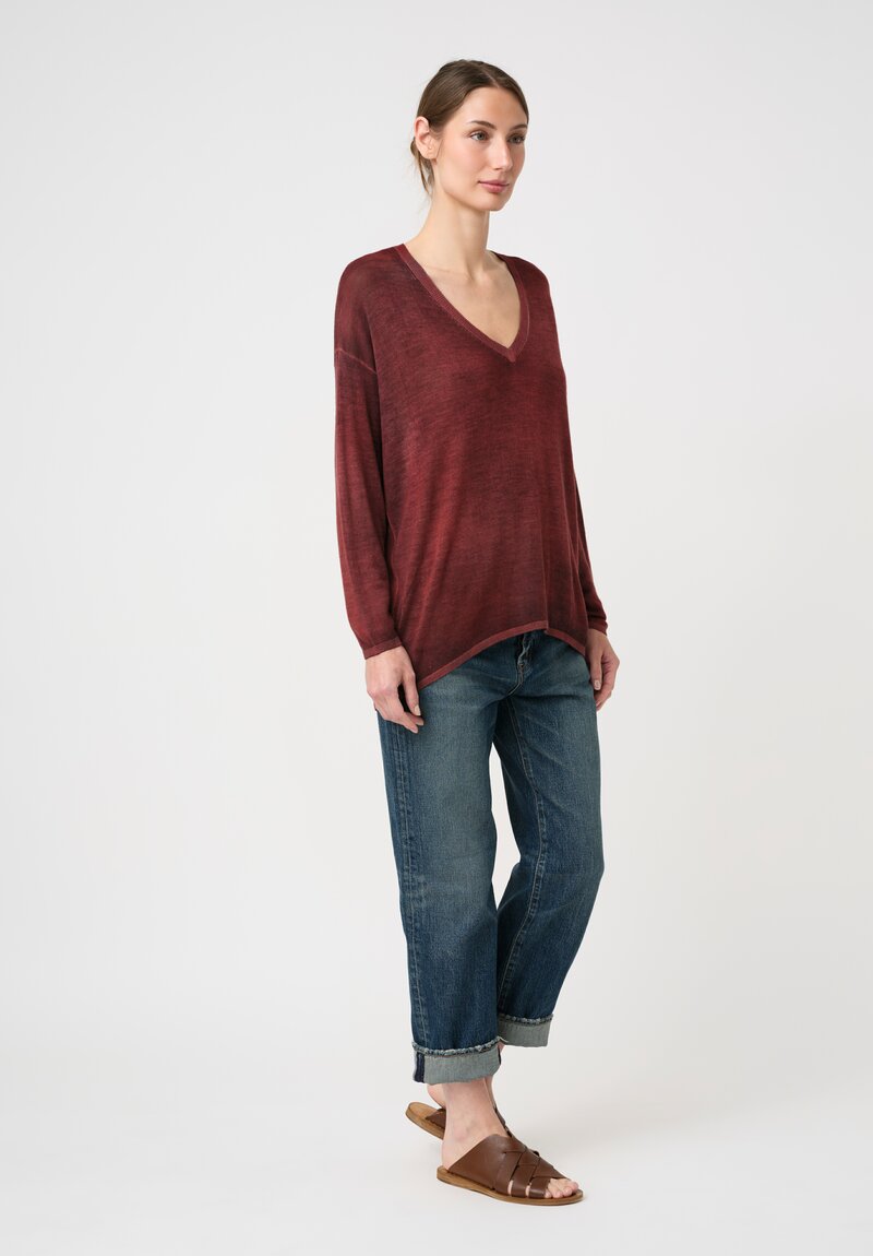 Avant Toi Cashmere & Silk V-Neck Barchetta Sweater