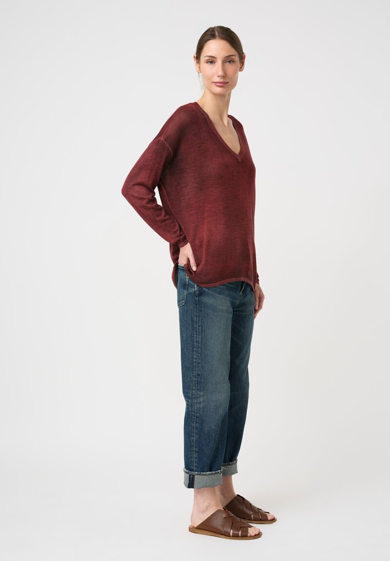 Avant Toi Cashmere & Silk V-Neck Barchetta Sweater