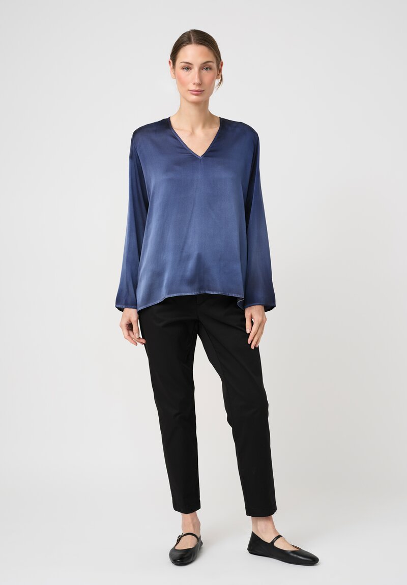Avant Toi Hand-Painted Stretch Silk Maglia Lunga V-Neck To