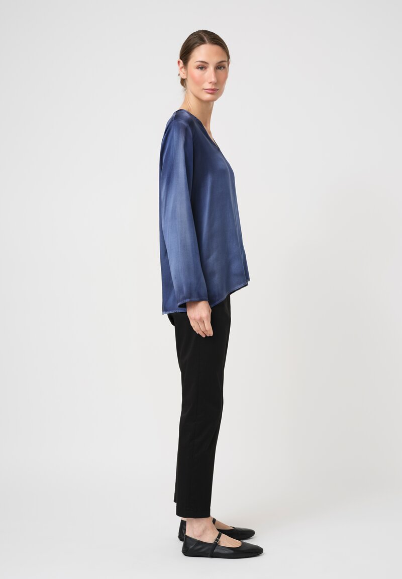 Avant Toi Hand-Painted Stretch Silk Maglia Lunga V-Neck To