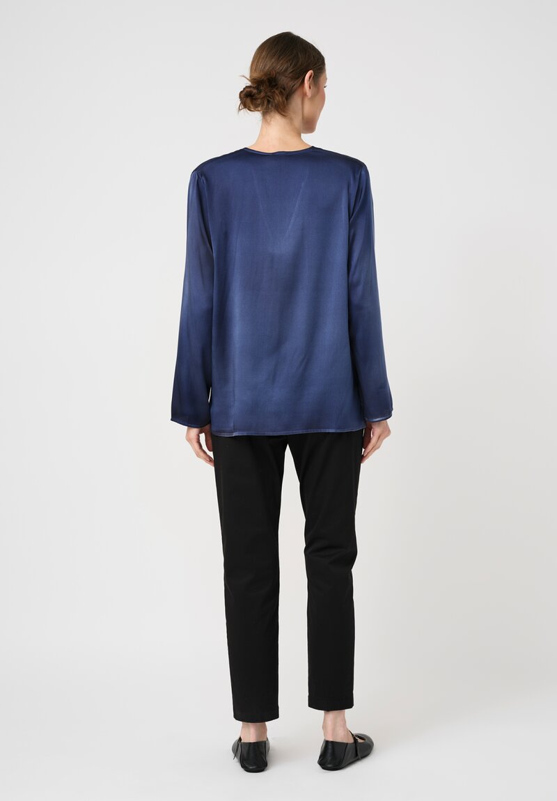Avant Toi Hand-Painted Stretch Silk Maglia Lunga V-Neck To