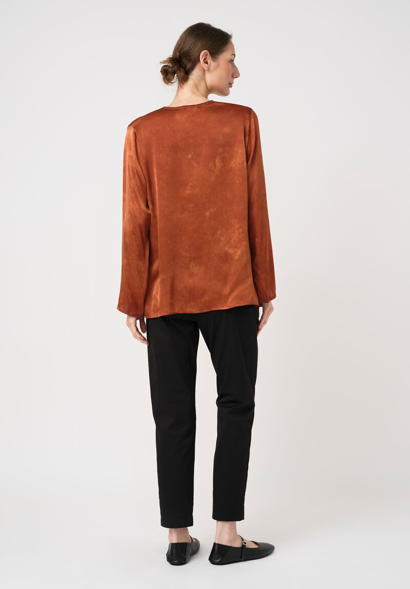 Avant Toi Stretch Silk Effetto Maltinto V-Neck Lunga Top