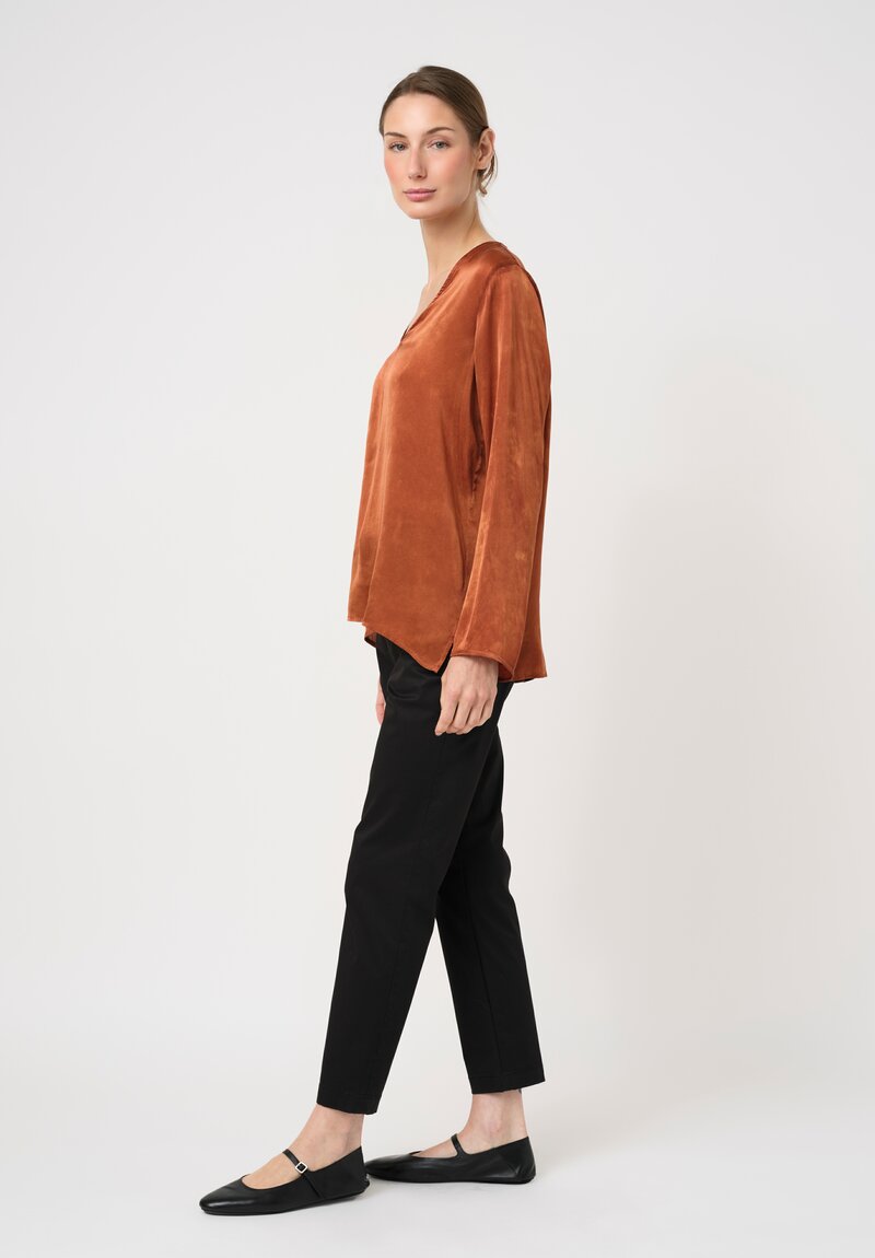 Avant Toi Stretch Silk Effetto Maltinto V-Neck Lunga Top