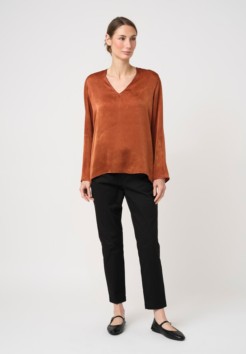 Avant Toi Stretch Silk Effetto Maltinto V-Neck Lunga Top