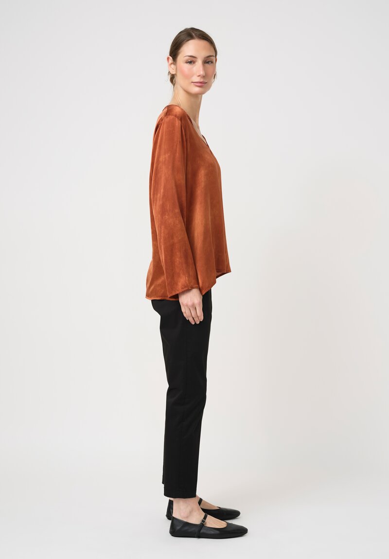 Avant Toi Stretch Silk Effetto Maltinto V-Neck Lunga Top