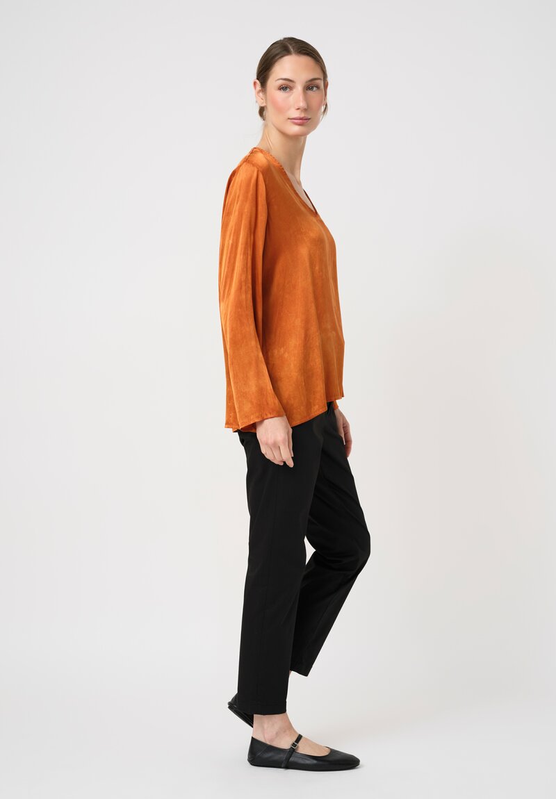 Avant Toi Stretch Silk Effetto Maltinto V-Neck Lunga Top