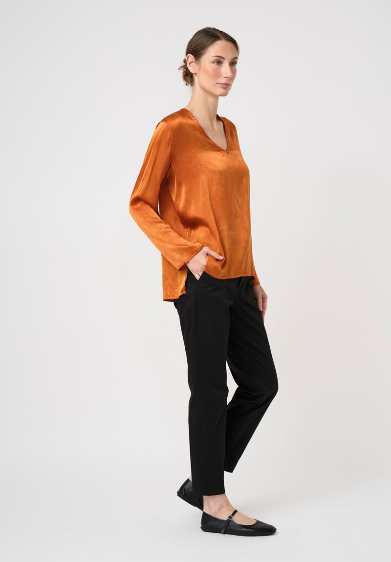 Avant Toi Stretch Silk Effetto Maltinto V-Neck Lunga Top