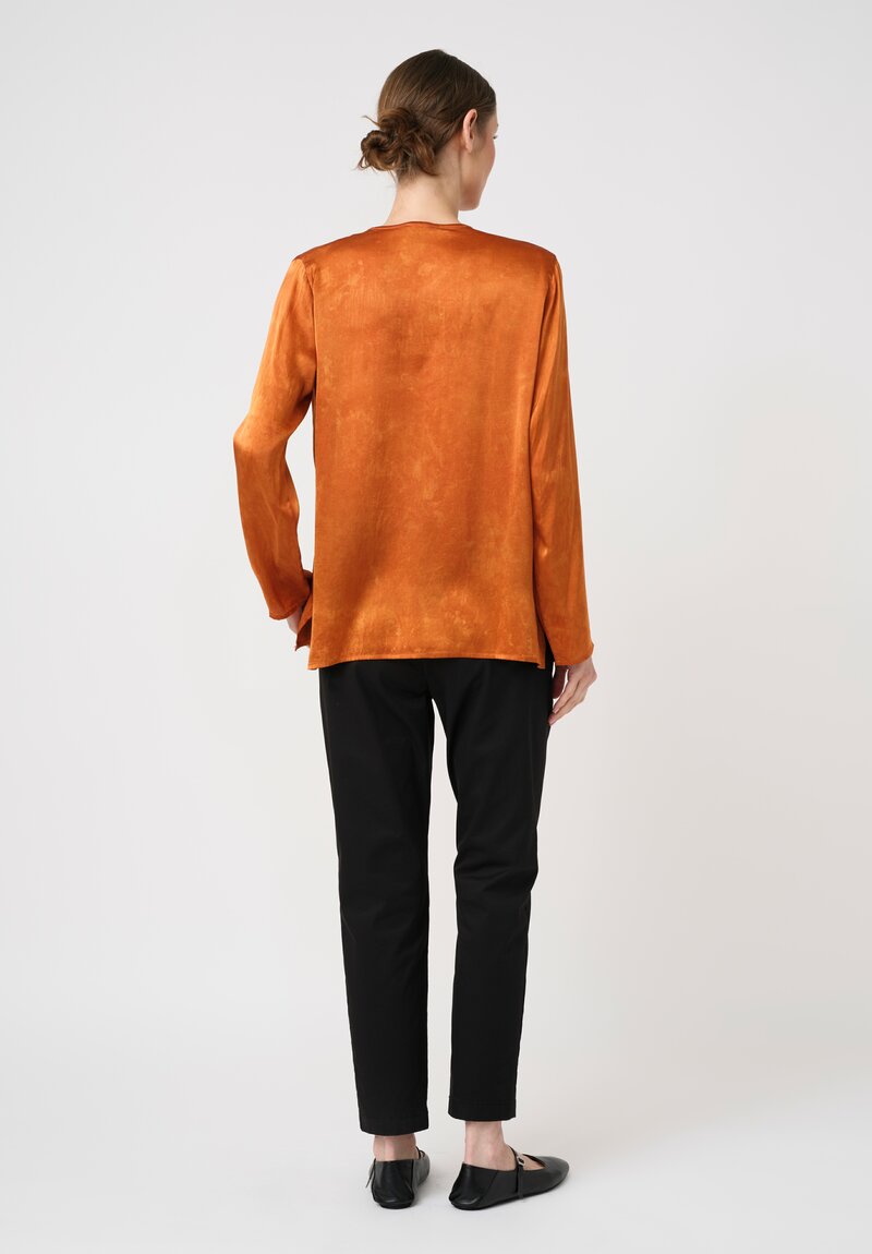 Avant Toi Stretch Silk Effetto Maltinto V-Neck Lunga Top