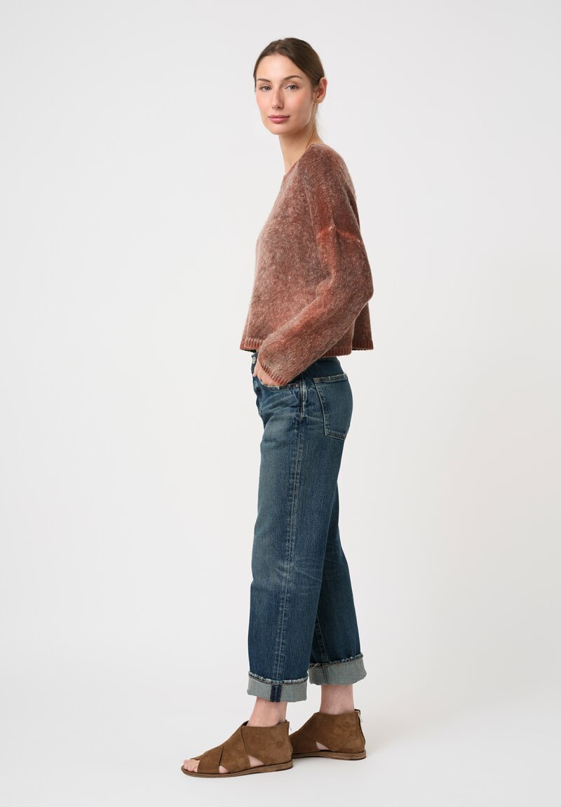 Avant Toi Hand-Painted Linen Garzato Cropped Sweater