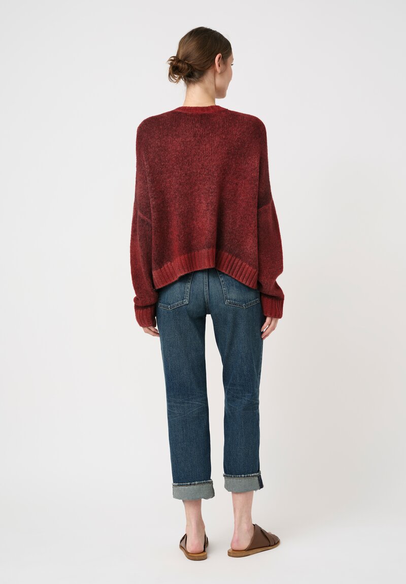 Avant Toi Hand-Painted Cashmere Silk Garzato Cropped V-Neck Sweater