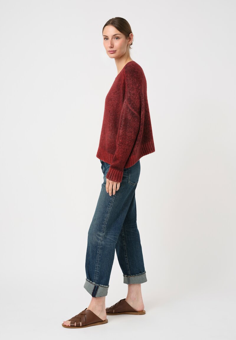 Avant Toi Hand-Painted Cashmere Silk Garzato Girocollo Sweater