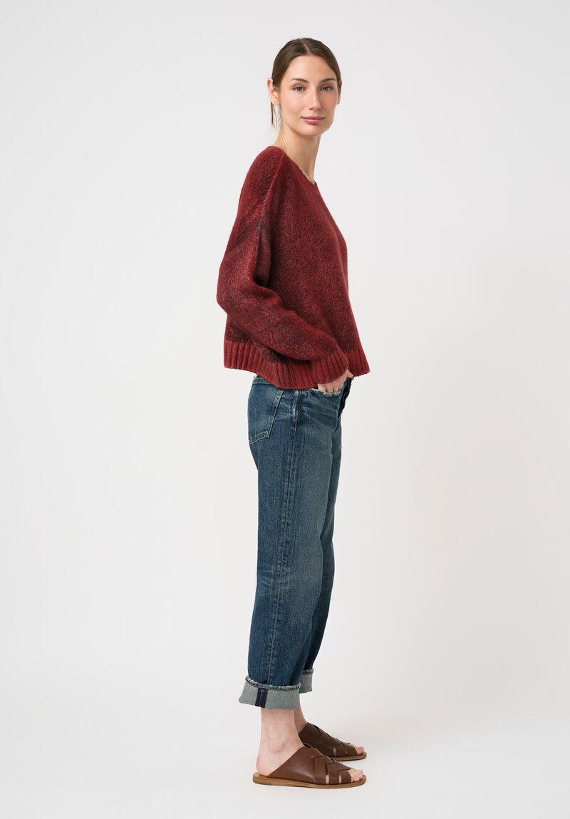 Avant Toi Hand-Painted Cashmere Silk Garzato Girocollo Sweater