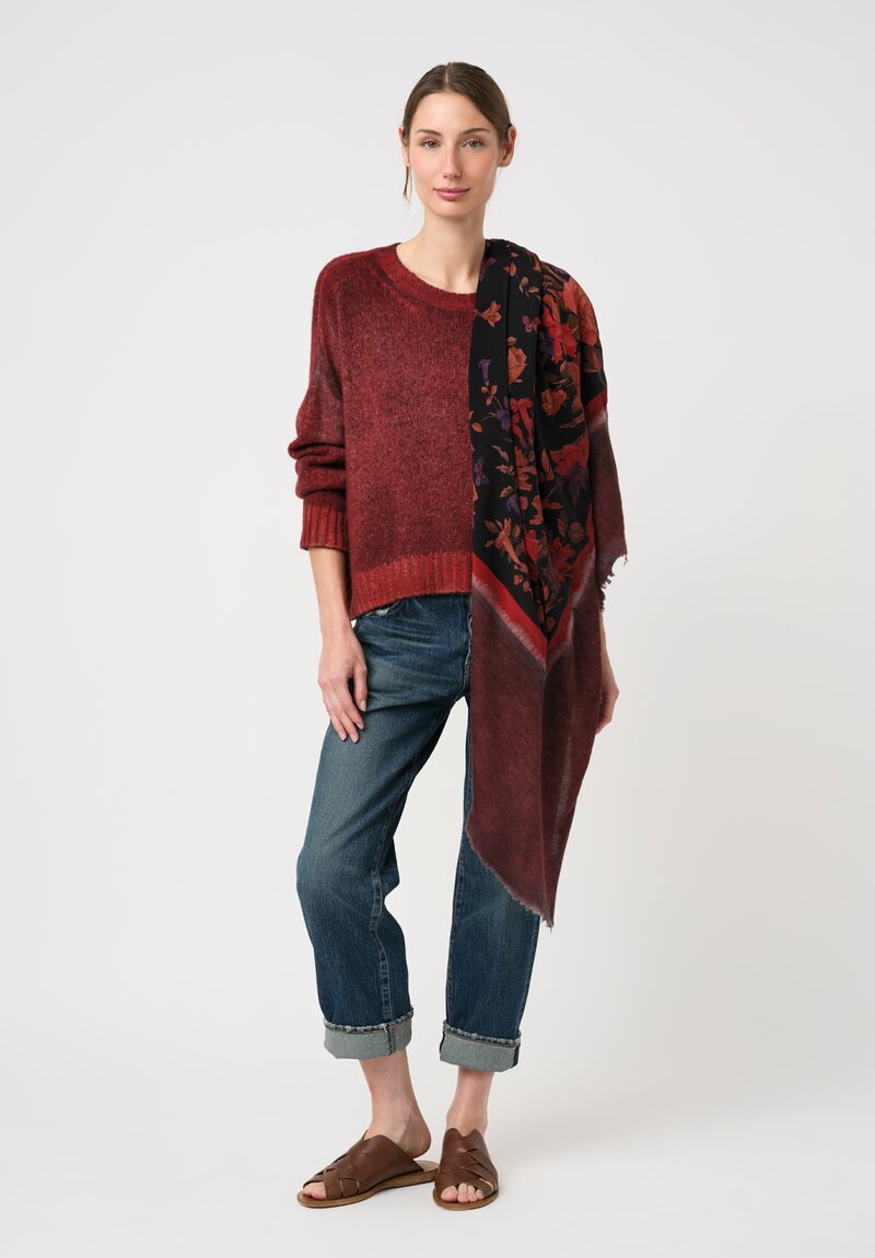 Avant Toi Hand-Painted Cashmere Silk Garzato Girocollo Sweater