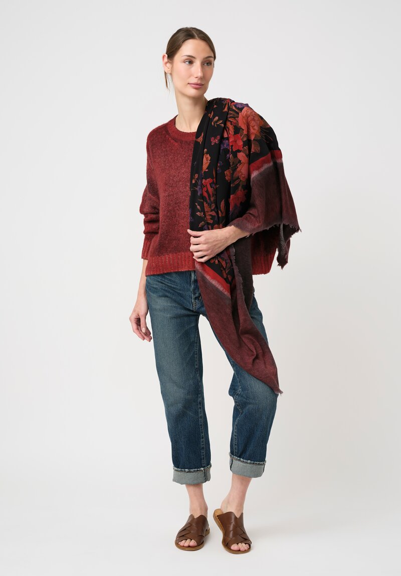 Avant Toi Hand-Painted Cashmere Silk Garzato Girocollo Sweater