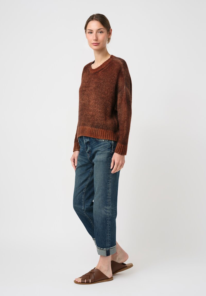 Avant Toi Hand-Painted Cashmere Silk Garzato Girocollo Sweater