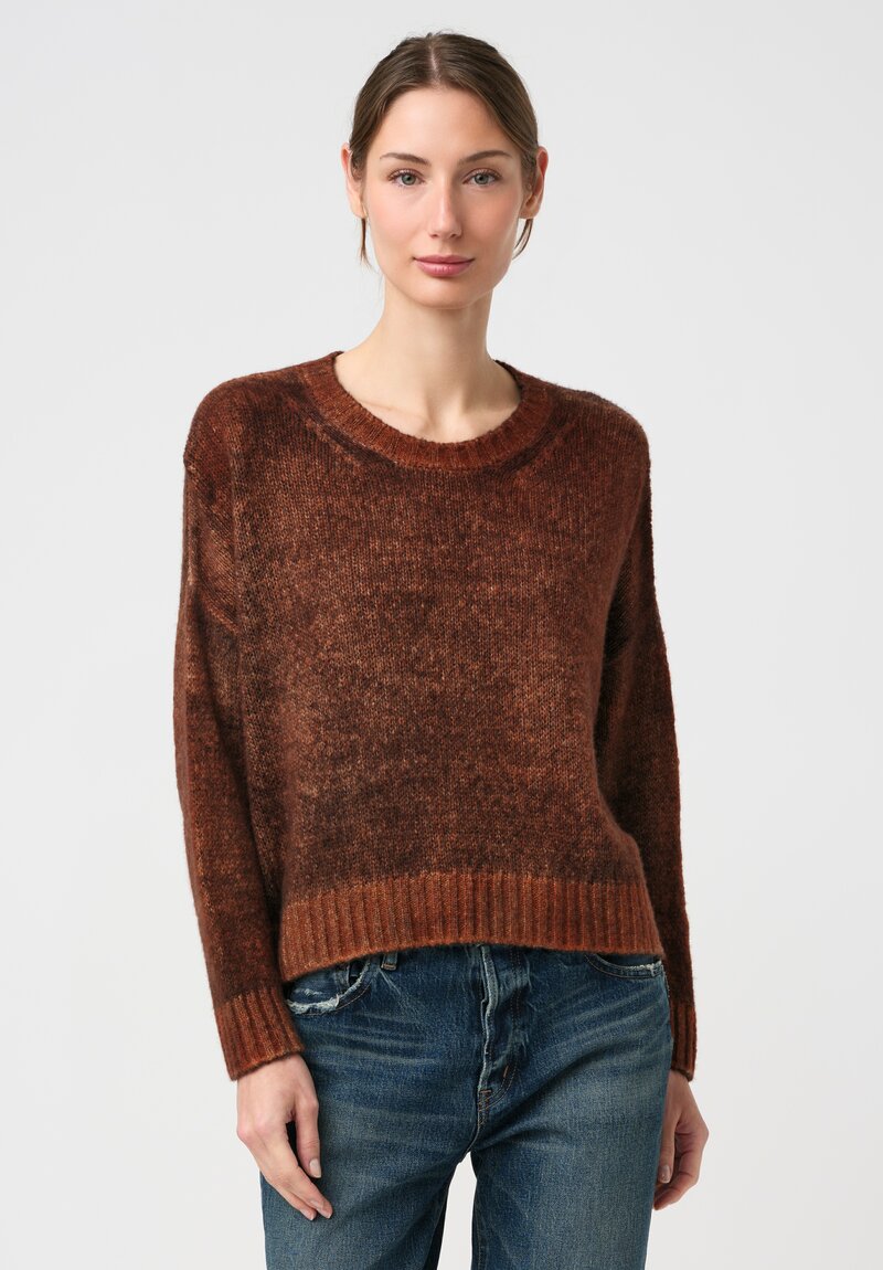 Avant Toi Hand-Painted Cashmere Silk Garzato Girocollo Sweater
