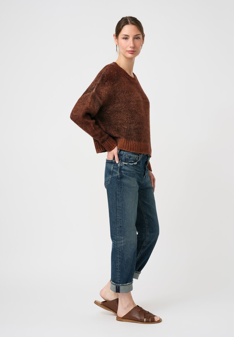 Avant Toi Hand-Painted Cashmere Silk Garzato Girocollo Sweater