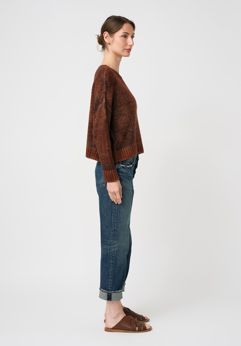 Avant Toi Hand-Painted Cashmere Silk Garzato Girocollo Sweater