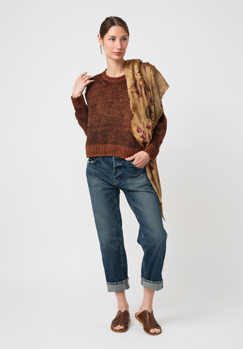 Avant Toi Hand-Painted Cashmere Silk Garzato Girocollo Sweater