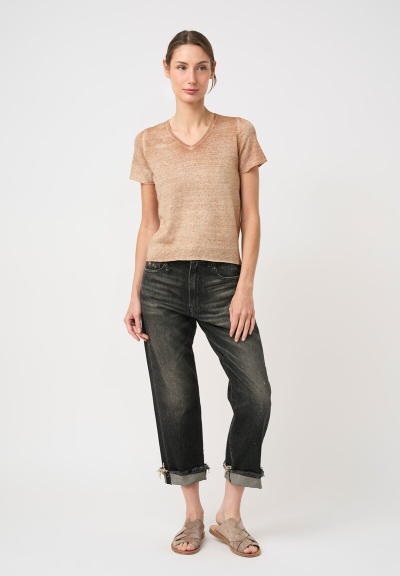 Avant Toi Linen Cotton Malfilè V-Neck Tee