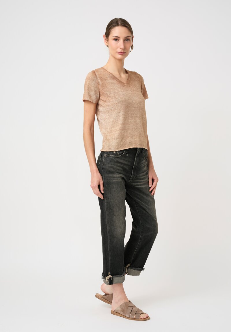 Avant Toi Linen Cotton Malfilè V-Neck Tee