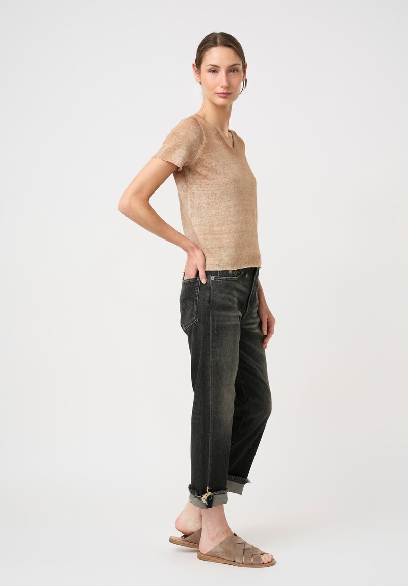 Avant Toi Linen Cotton Malfilè V-Neck Tee