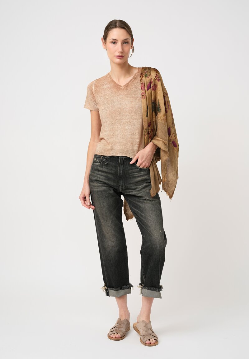 Avant Toi Linen Cotton Malfilè V-Neck Tee
