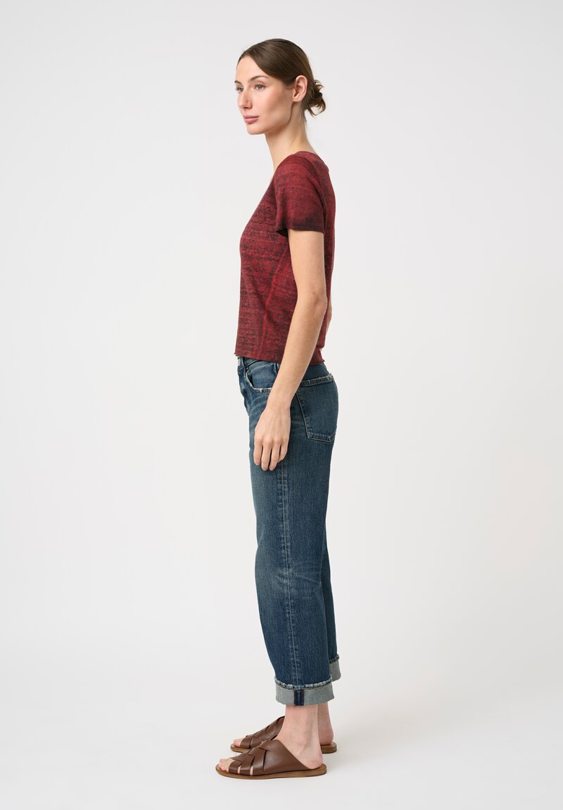 Avant Toi Linen Cotton Malfilé V-Neck T-Shirt