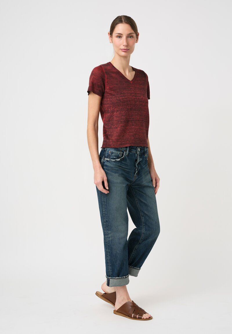 Avant Toi Linen Cotton Malfilé V-Neck T-Shirt