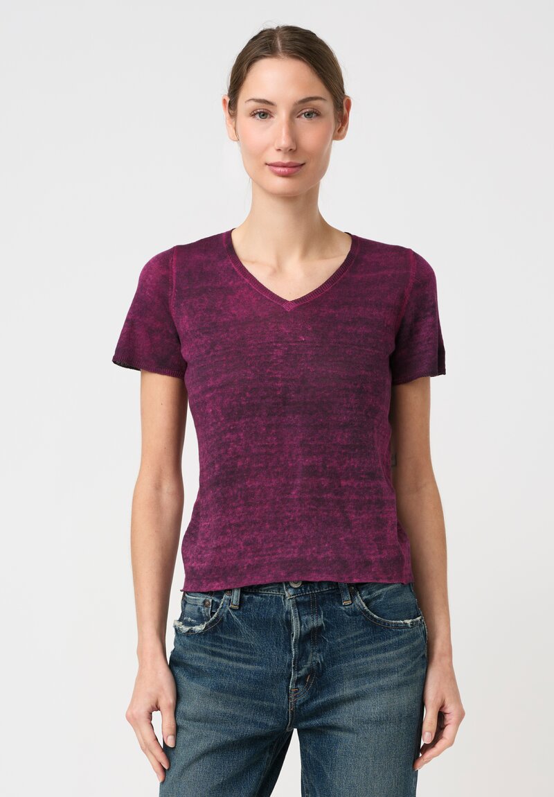 Avant Toi Linen Cotton Malfilé V-Neck T-Shirt
