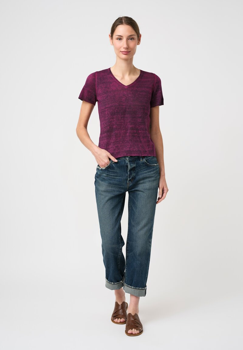 Avant Toi Linen Cotton Malfilé V-Neck T-Shirt