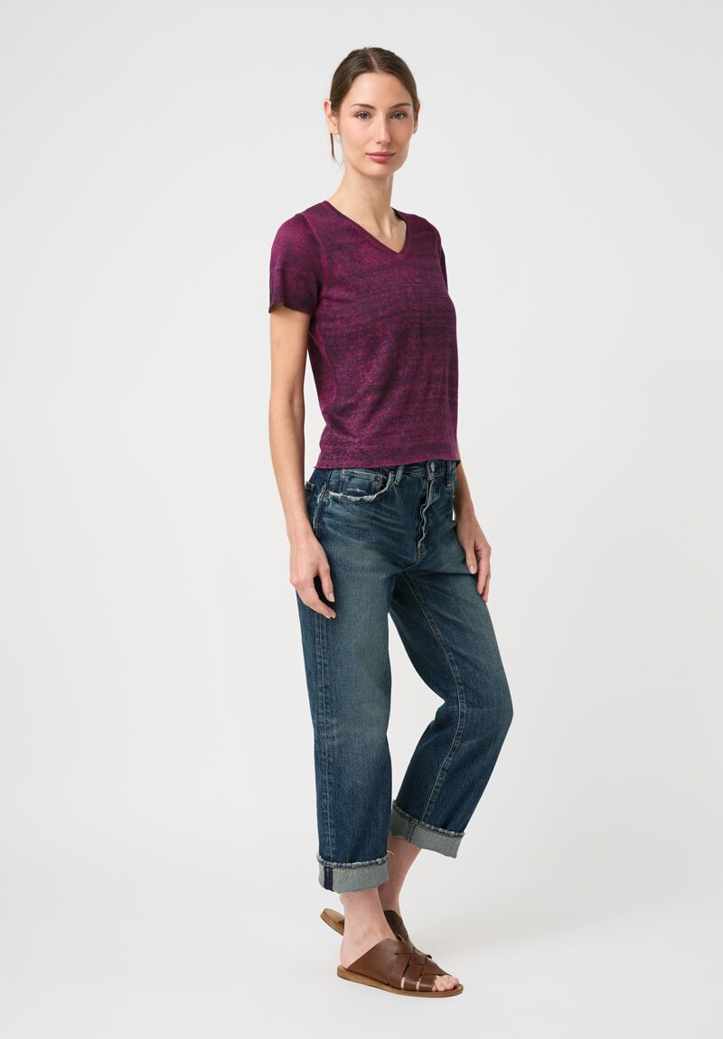 Avant Toi Linen Cotton Malfilé V-Neck T-Shirt