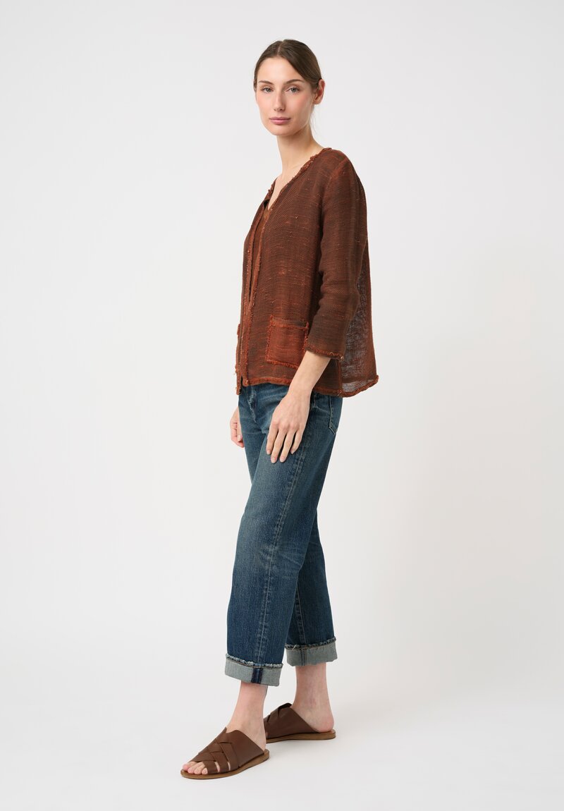 Avant Toi Hand-Painted Linen Cotton Tessuto Rete Jacket