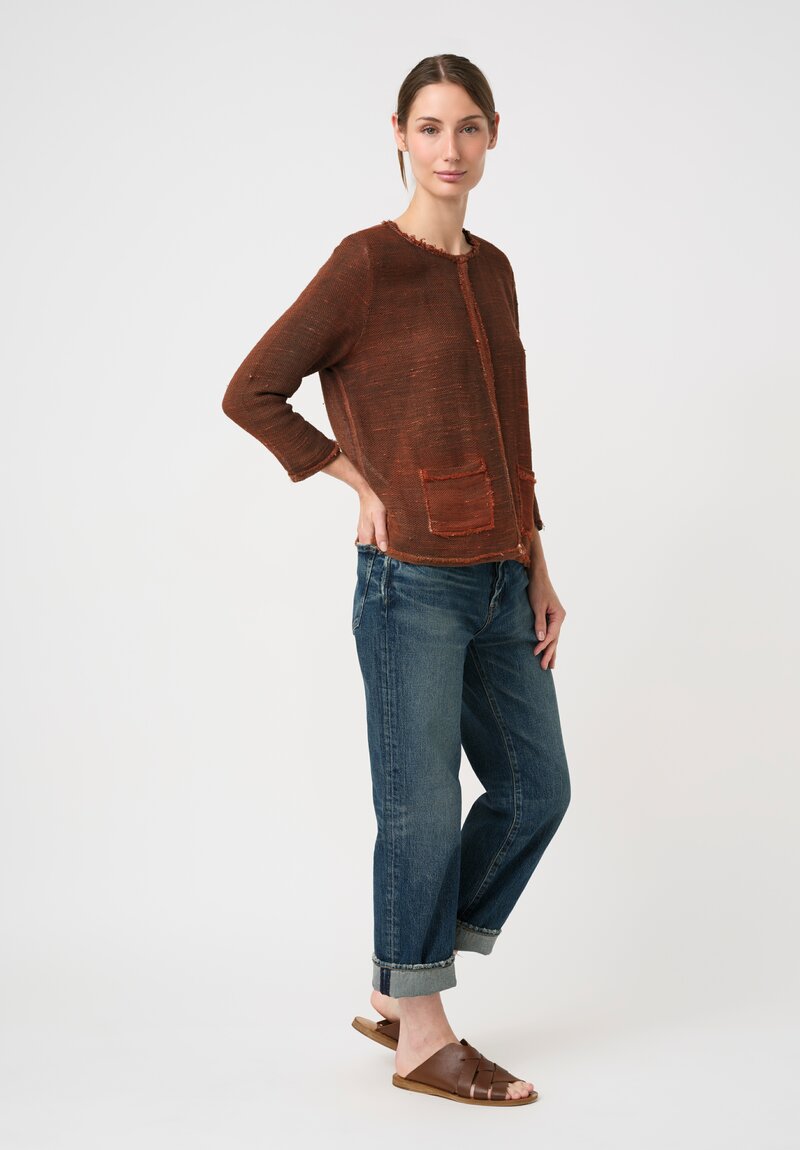 Avant Toi Hand-Painted Linen Cotton Tessuto Rete Jacket