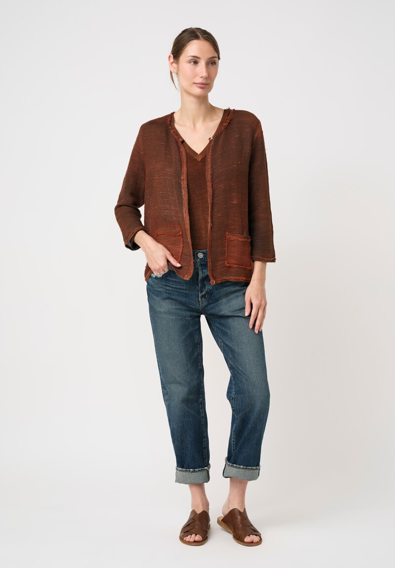 Avant Toi Hand-Painted Linen Cotton Tessuto Rete Jacket