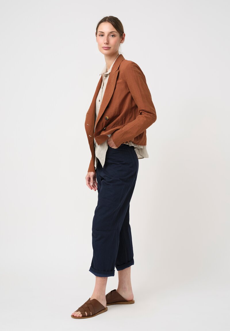 Forme d'Expression Linen & Cotton Cutaway Jacket in Toffee Brown