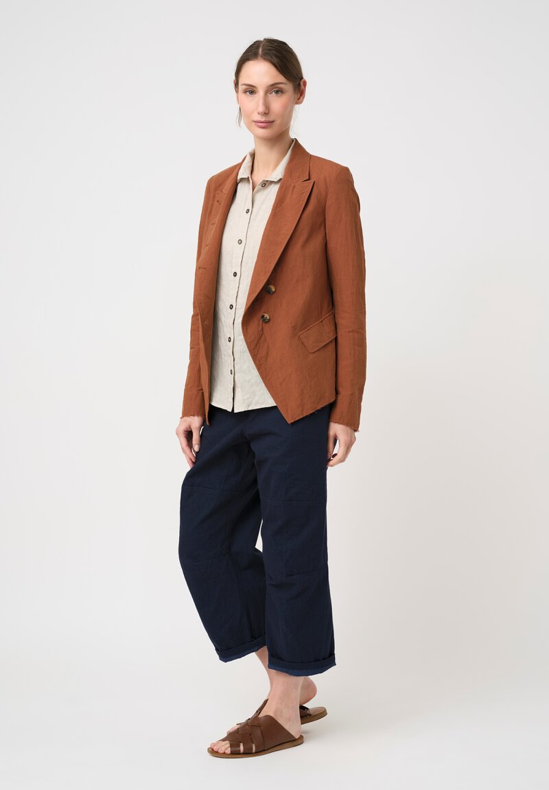 Forme d'Expression Linen & Cotton Cutaway Jacket in Toffee Brown