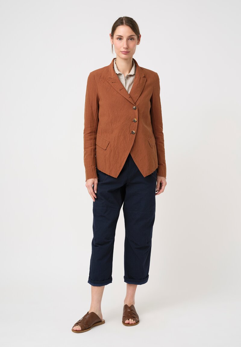 Forme d'Expression Linen & Cotton Cutaway Jacket in Toffee Brown