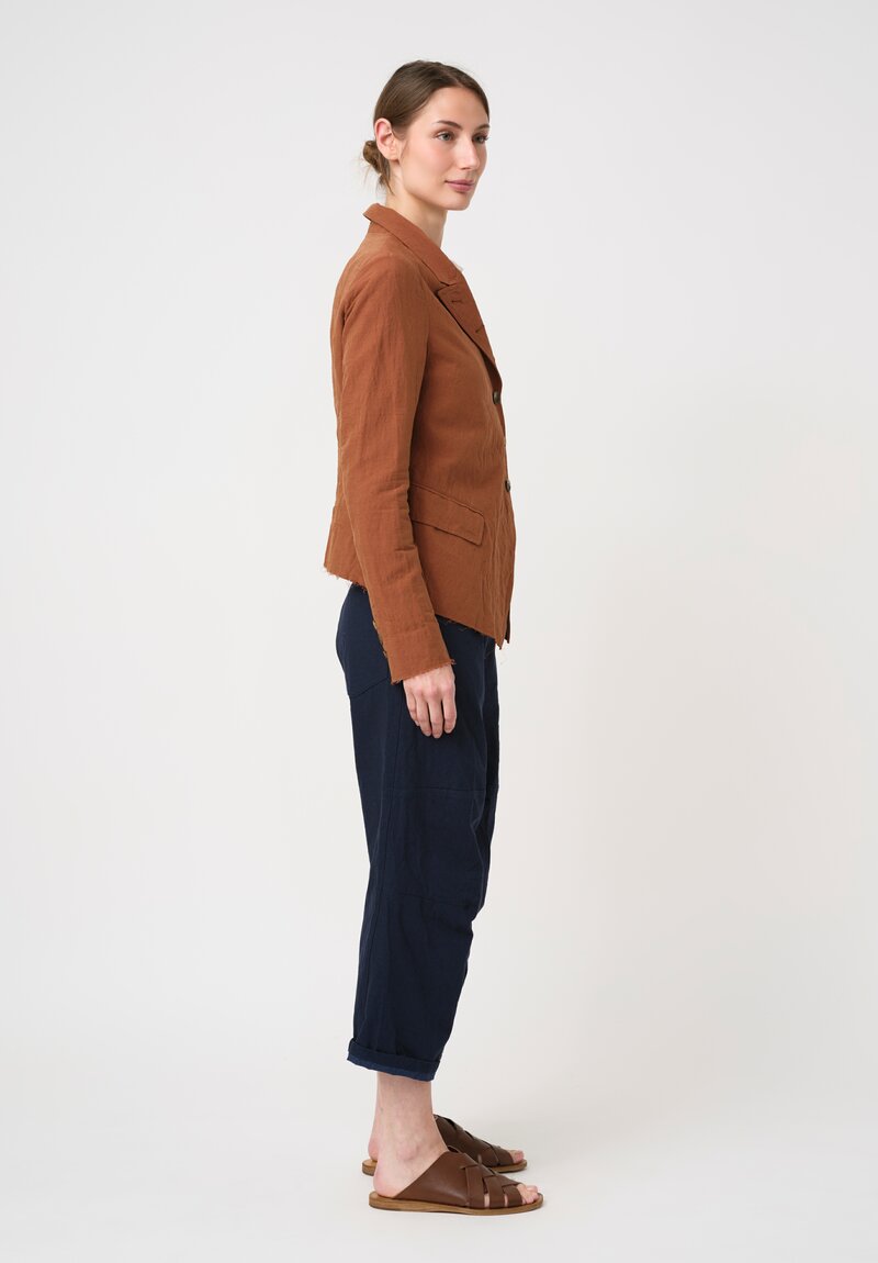 Forme d'Expression Linen & Cotton Cutaway Jacket in Toffee Brown