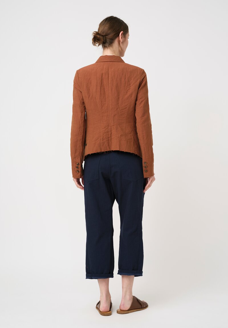 Forme d'Expression Linen & Cotton Cutaway Jacket in Toffee Brown