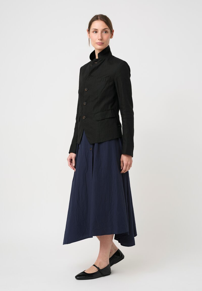 Forme d'Expression Linen Stand Collar Jacket in Black