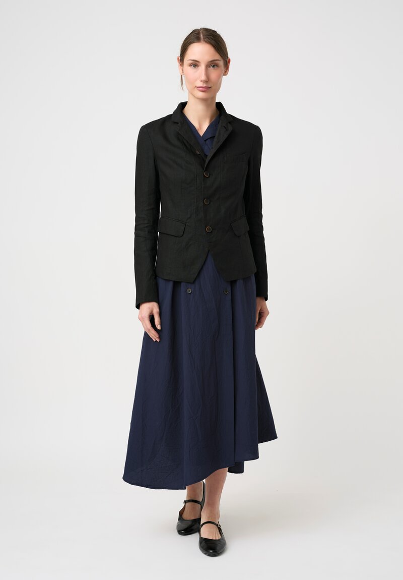 Forme d'Expression Linen Stand Collar Jacket in Black