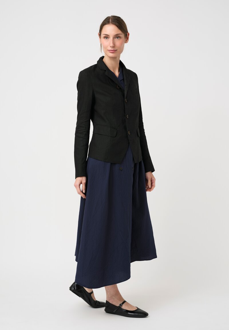 Forme d'Expression Linen Stand Collar Jacket in Black