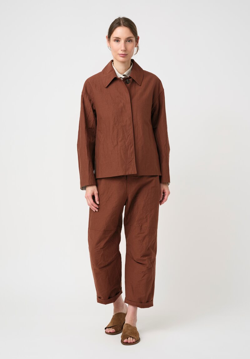 Forme d'Expression Cotton Canvas Side Vent Caban Jacket in Cacao Brown