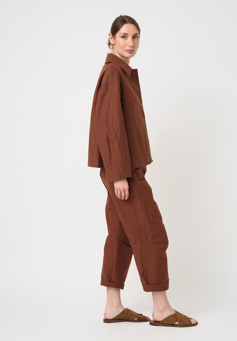 Forme d'Expression Cotton Canvas Side Vent Caban Jacket in Cacao Brown