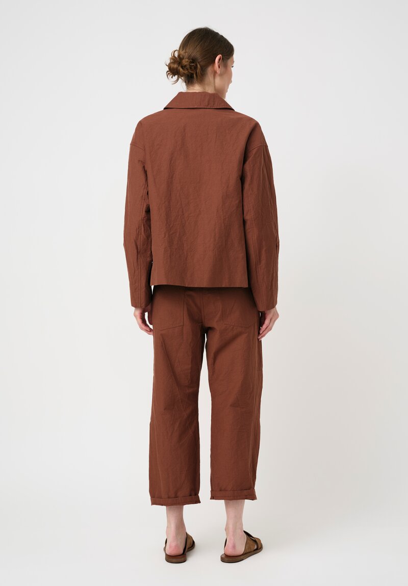 Forme d'Expression Cotton Canvas Side Vent Caban Jacket in Cacao Brown
