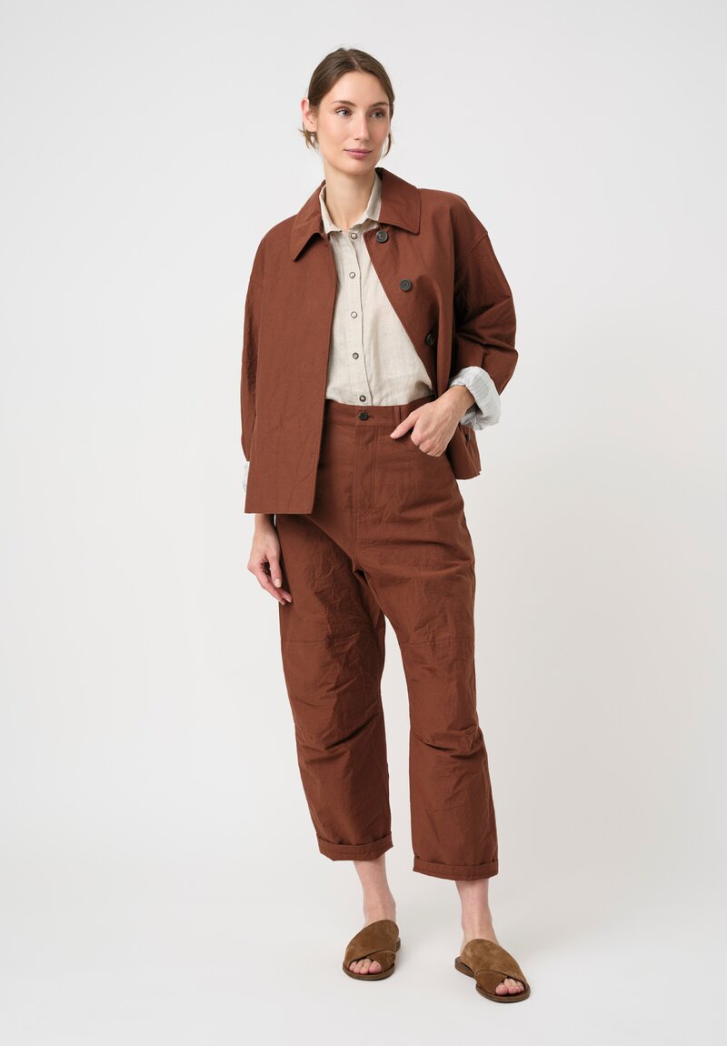 Forme d'Expression Cotton Canvas Side Vent Caban Jacket in Cacao Brown