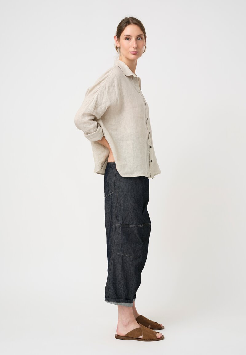 Forme d'Expression Cotton Canvas Skewed 5 Pocket Pants in Denim Blue